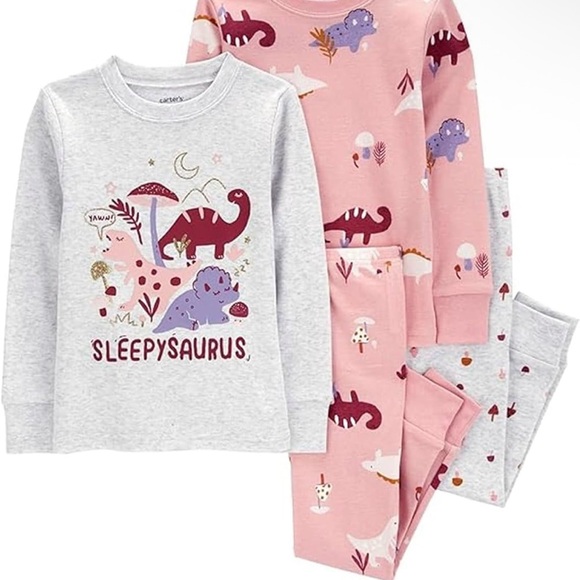 Carter's Other - Carter's Gray and Pink Dinosaur Pajama Set